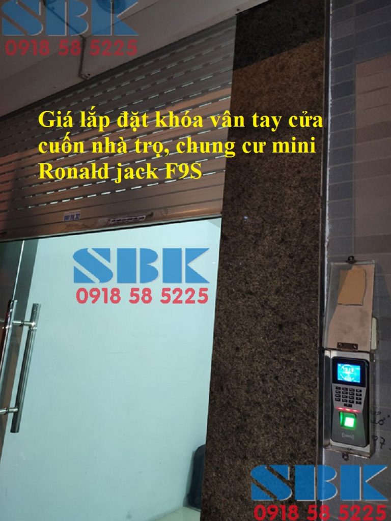 Giá lắp đặt khóa vân tay cửa cuốn nhà trọ, chung cư Ronald jack F9S