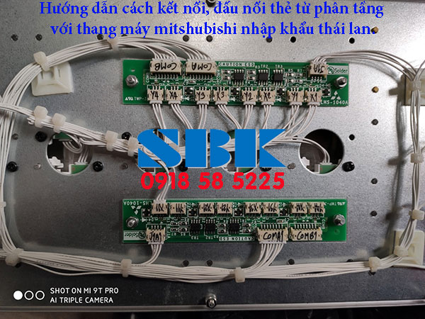 Hướng dẫn cách kết nối, đấu nối thẻ từ phân tầng với thang máy mitshubishi nhập khẩu thái lan.