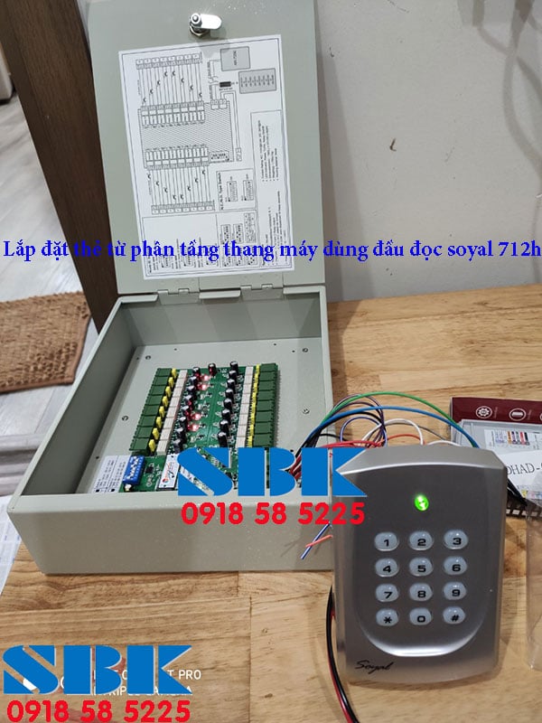 Lắp đặt thẻ từ phân tầng thang máy dùng đầu đọc soyal 712h + idteck IP10