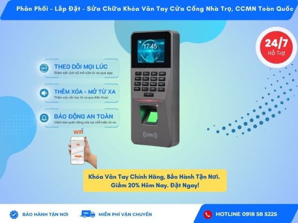 Lắp Đặt & Sửa Chữa Khóa Vân Tay Nhà Trọ Cửa Cổng Ronald Jack F9S