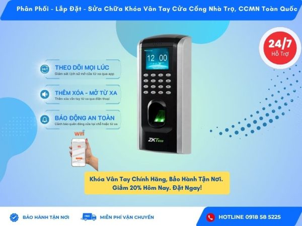 Lắp đặt sửa chữa khóa vân tay nhà trọ ZKTeco SF200