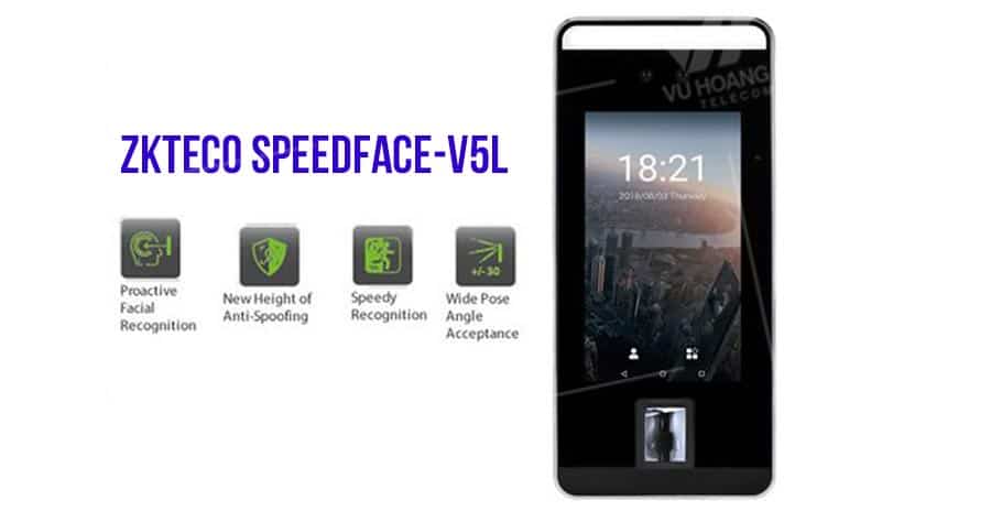 Máy chấm công và kiểm soát ra vào bằng khuôn mặt ZKTECO SpeedFace-V5L