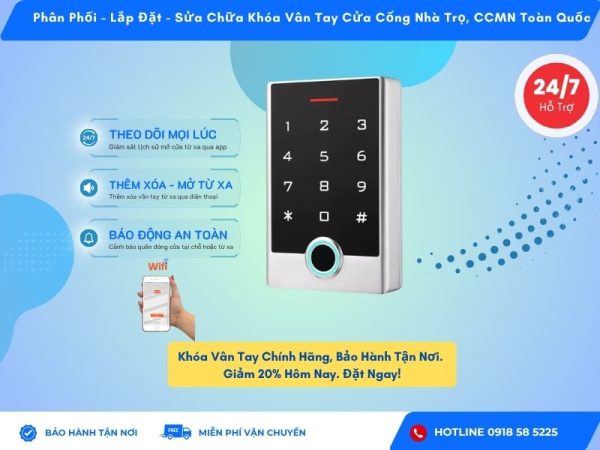 Lắp đặt & sửa chữa khóa vân tay nhà trọ TF501 wifi app Tuya Smart