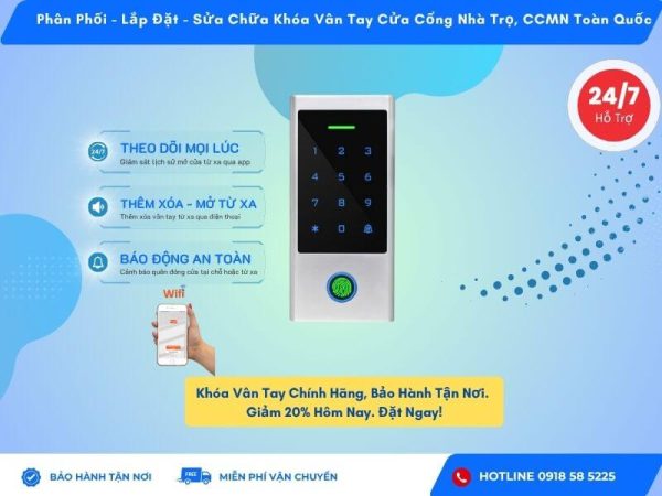 Đầu Đọc Vân Tay HF1 WiFi - Giải Pháp Khóa Cổng Thông Minh Cho Nhà Trọ & Chung Cư Mini | Quản Lý Từ Xa 24/7