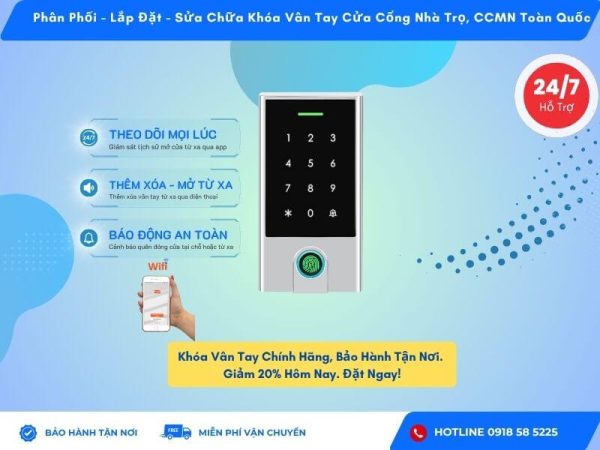 Đầu Đọc Vân Tay HF5 WiFi - Giải Pháp Khóa Cổng Thông Minh Cho Nhà Trọ & Chung Cư Mini