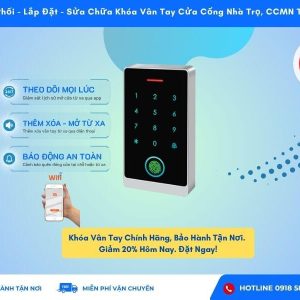 Lắp đặt khóa vân tay cửa sắt nhà trọ chung cư mini HF8 WiFi