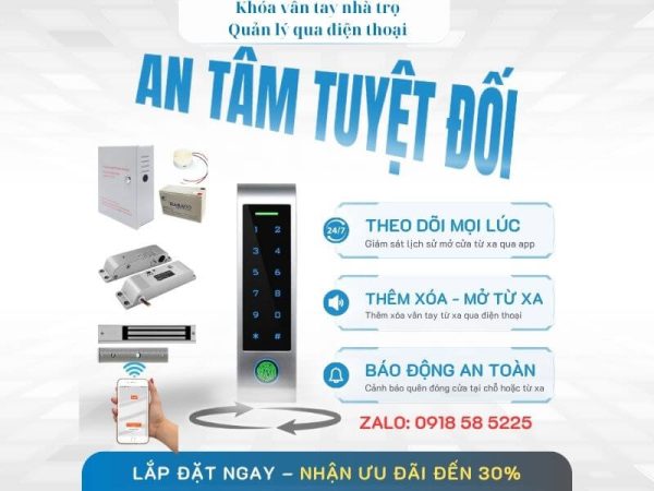 Lắp trọn bộ khóa vân tay nhà trọ HF4wifi cho cửa cổng