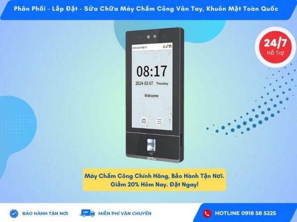 Máy Chấm Công Kiểm Soát Ra Vào Khuôn Mặt Zkteco 7A